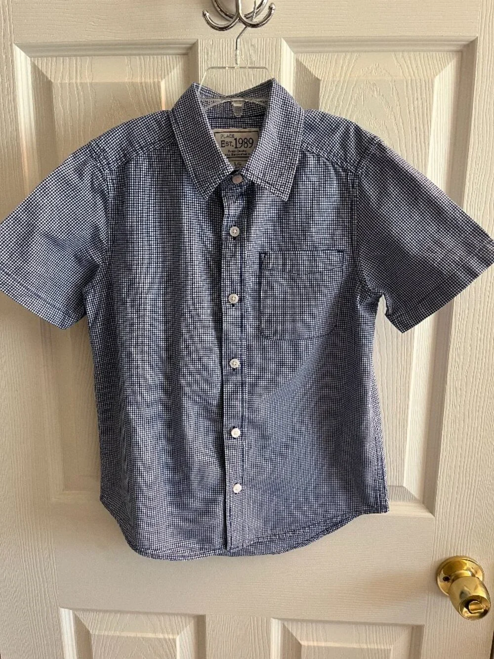 Boys 10-12 Children's Place short sleeved checked button down shirt